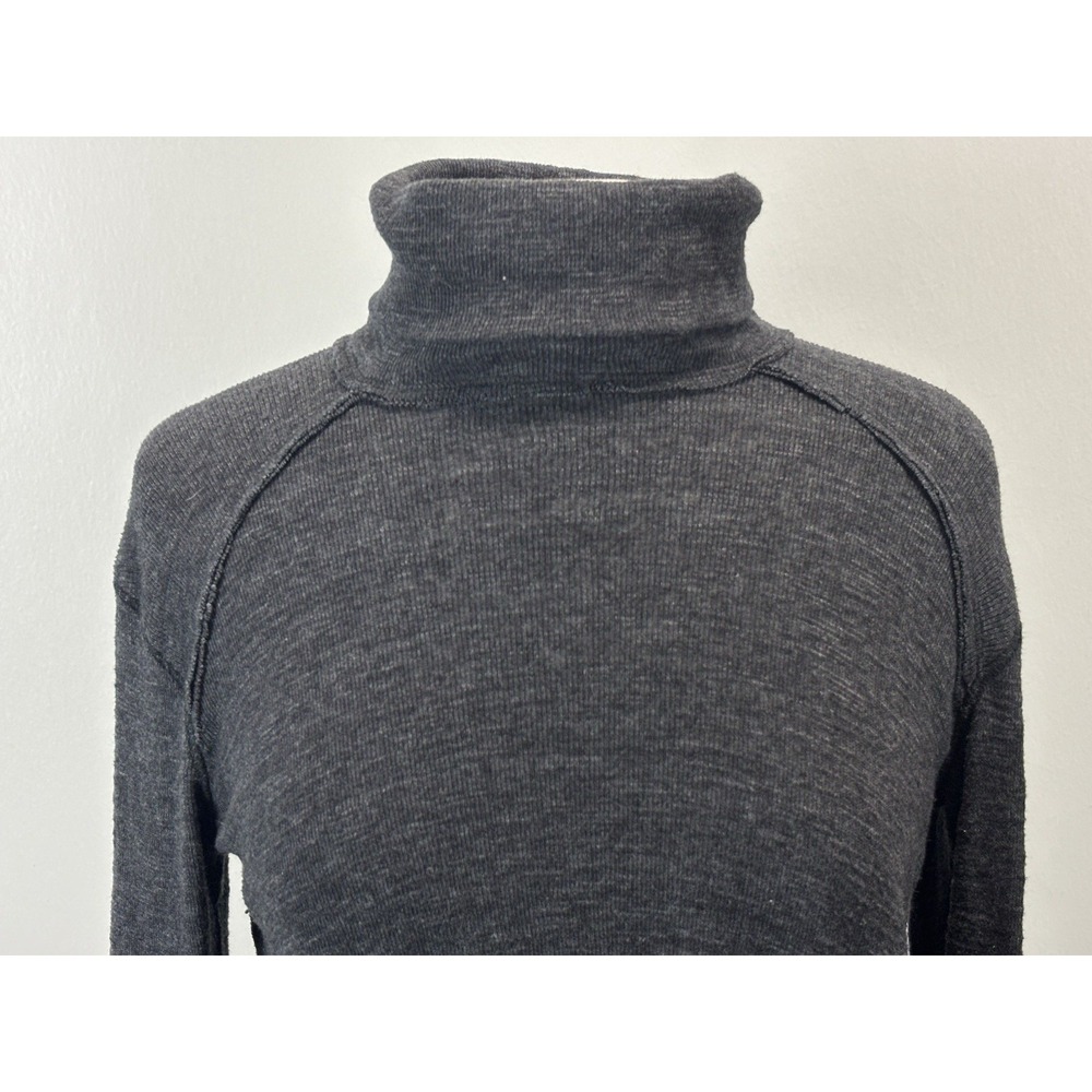 We The Free People Split Back Turtleneck Sweater Small Womens Charcoal Boho - Picture 5 of 7